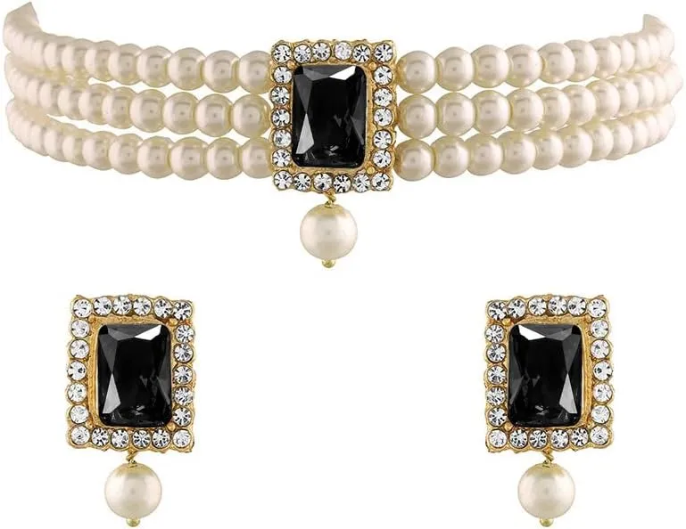 Aheli Ethnic Choker Necklace Earrings Wedding Bollywood Party Jewelry Set Gift for Women