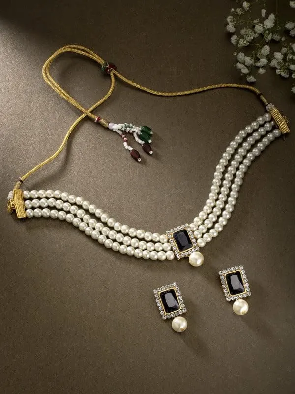 Aheli Ethnic Choker Necklace Earrings Wedding Bollywood Party Jewelry Set Gift for Women