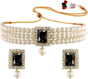 Aheli Ethnic Choker Necklace Earrings Wedding Bollywood Party Jewelry Set Gift for Women