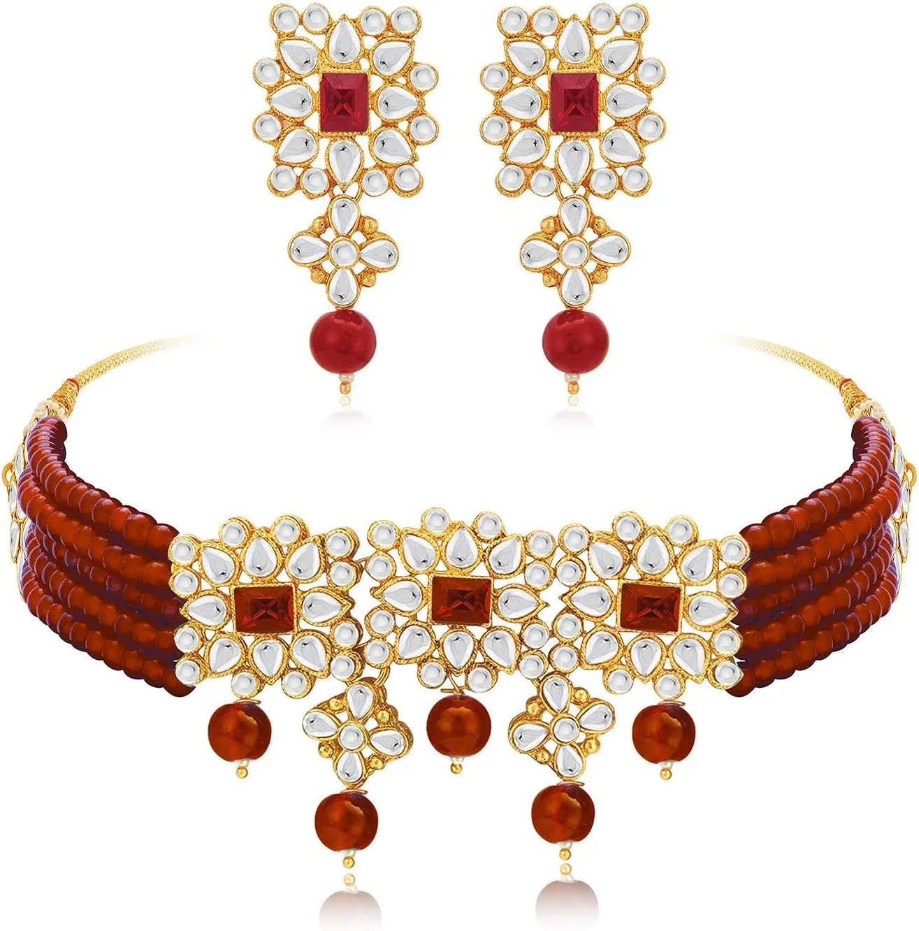 Aheli Ethnic Indian Necklace Earring Maang Tikka Set Traditional Bollywood Fashion Jewelry Gift for Women Blue