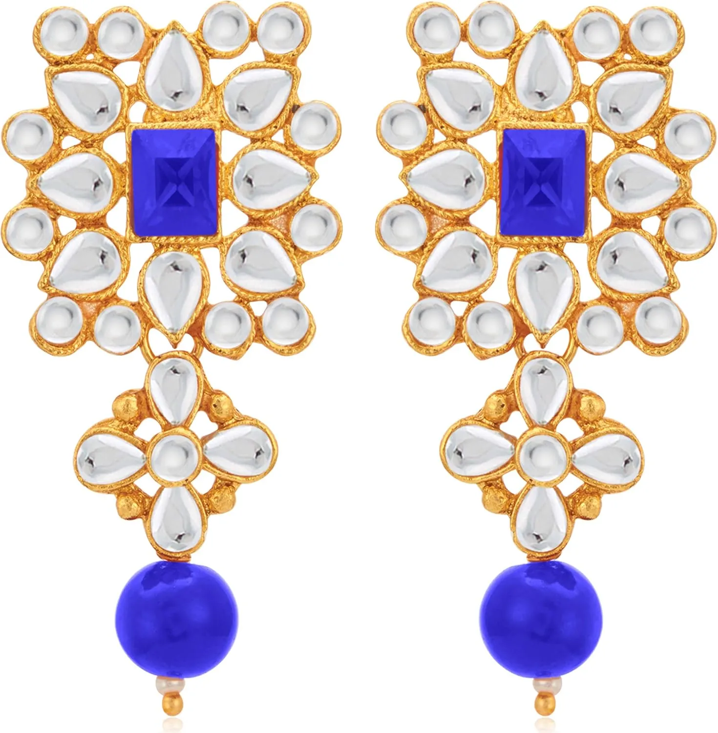Aheli Ethnic Indian Necklace Earring Maang Tikka Set Traditional Bollywood Fashion Jewelry Gift for Women Blue