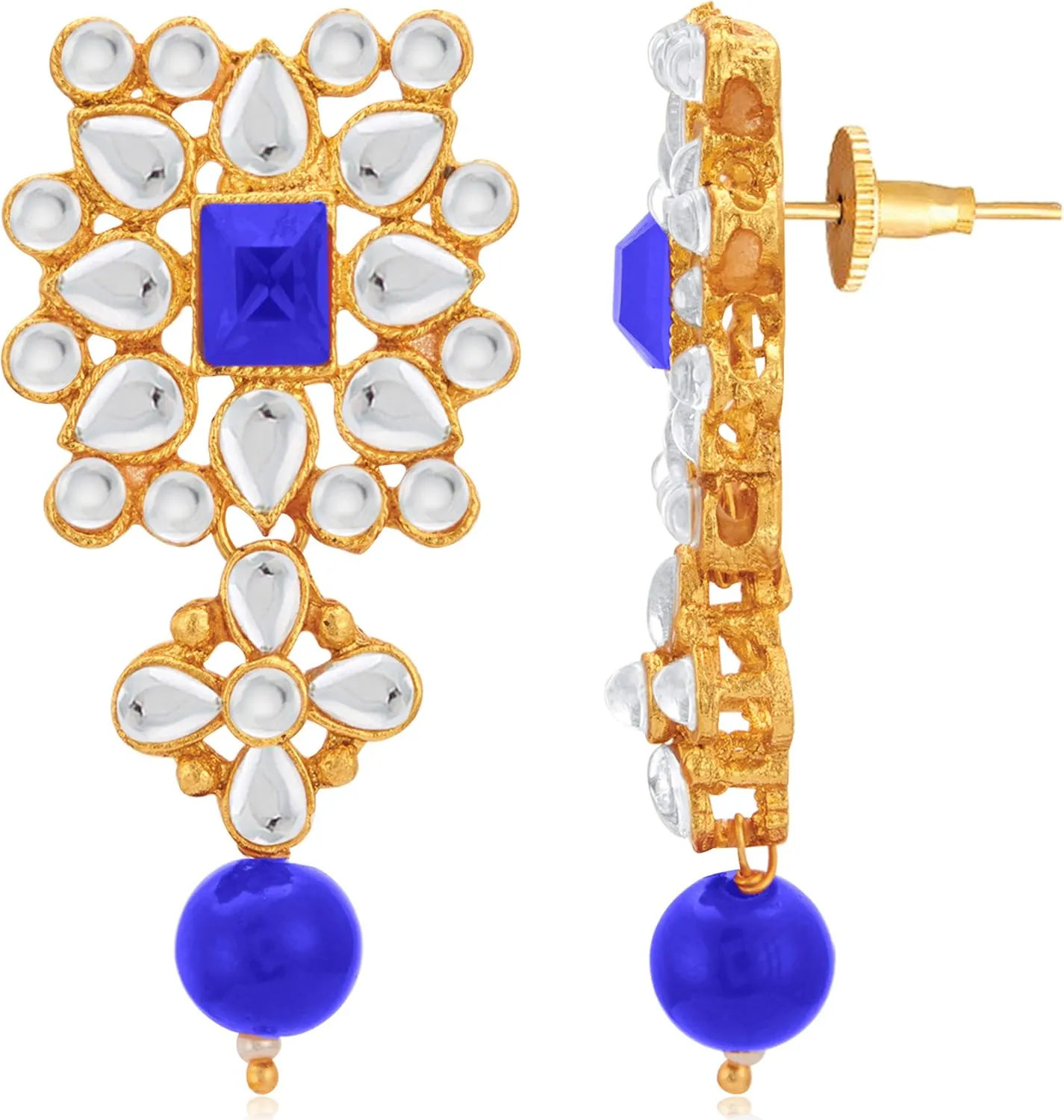 Aheli Ethnic Indian Necklace Earring Maang Tikka Set Traditional Bollywood Fashion Jewelry Gift for Women Blue