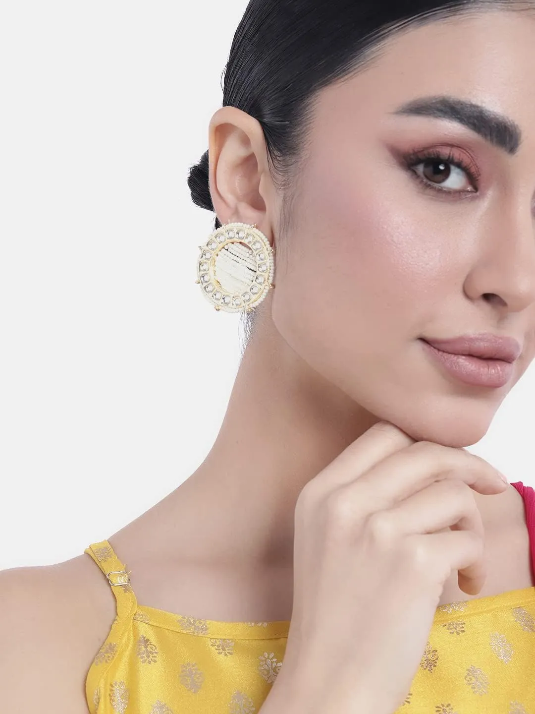 Aheli Ethnic Wedding Wear Round Shape Dangle Earrings Beads Tassel Indian Fashion Jewelry Gift for Women