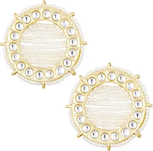 Aheli Ethnic Wedding Wear Round Shape Dangle Earrings Beads Tassel Indian Fashion Jewelry Gift for Women