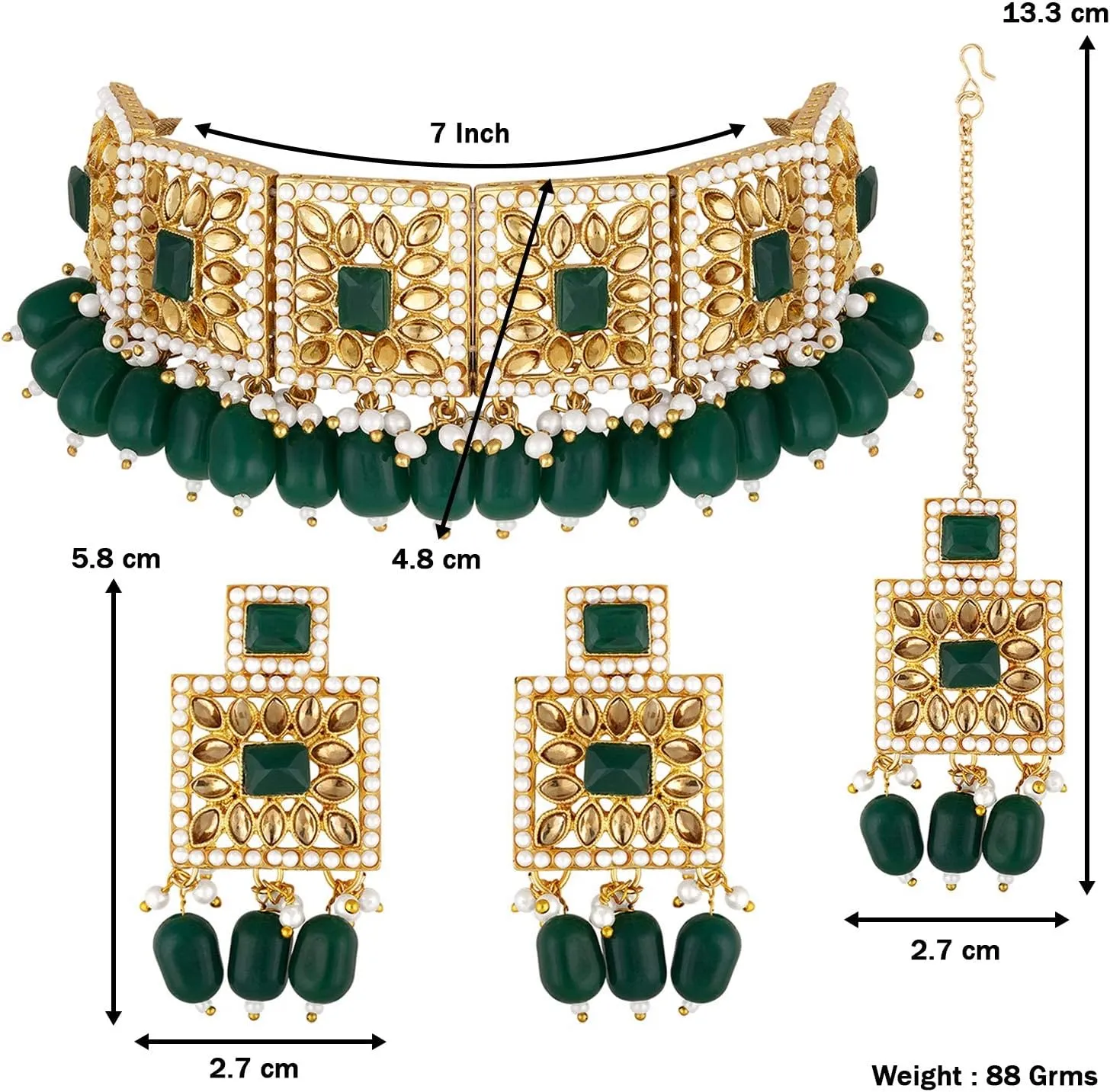 Aheli Faux Pearl Necklace with Earrings Indian Traditional Bollywood Jewelry Set Gift for Women