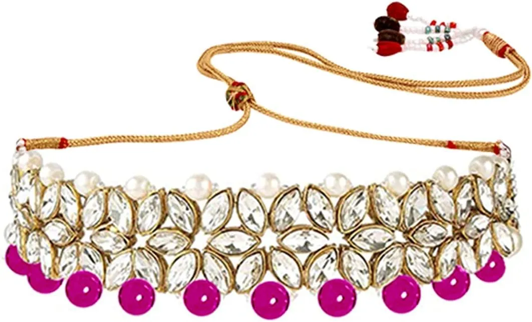 Aheli Gold Plated Kundan Jewelry Necklace with Earring Set Gift for Women