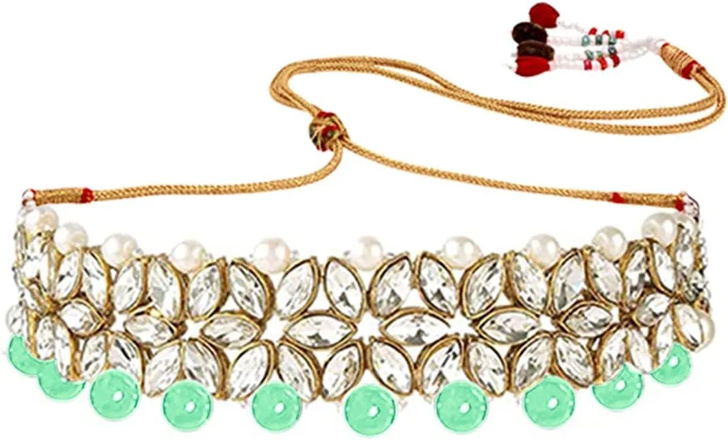 Aheli Gold Plated Kundan Jewelry Necklace with Earring Set Gift for Women
