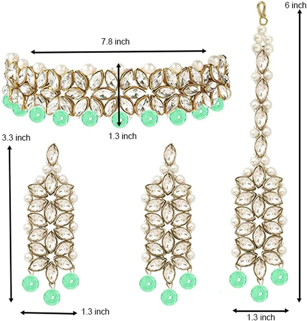 Aheli Gold Plated Kundan Jewelry Necklace with Earring Set Gift for Women