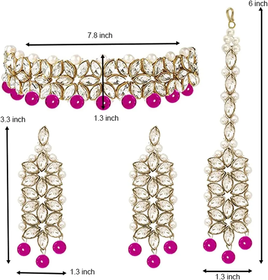 Aheli Gold Plated Kundan Jewelry Necklace with Earring Set Gift for Women