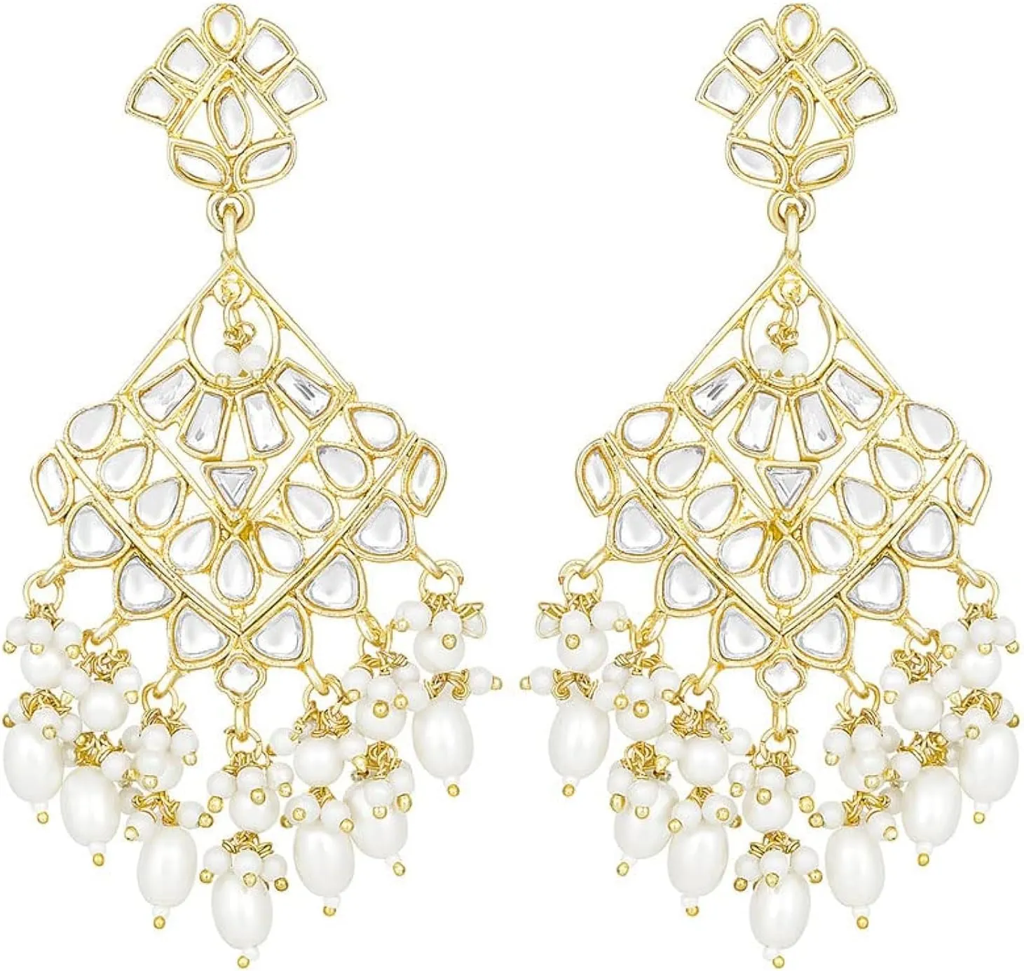 Aheli Gold Plated Kundan Studded Big Stud Earrings Ethnic Fashion Stylish Jewellery Gift for Women