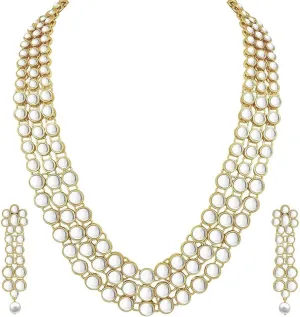Aheli Indian Bollywood Style Wedding Party Faux Kundan Necklace with Earrings Set Ethnic Fashion Jewelry Gift for Women