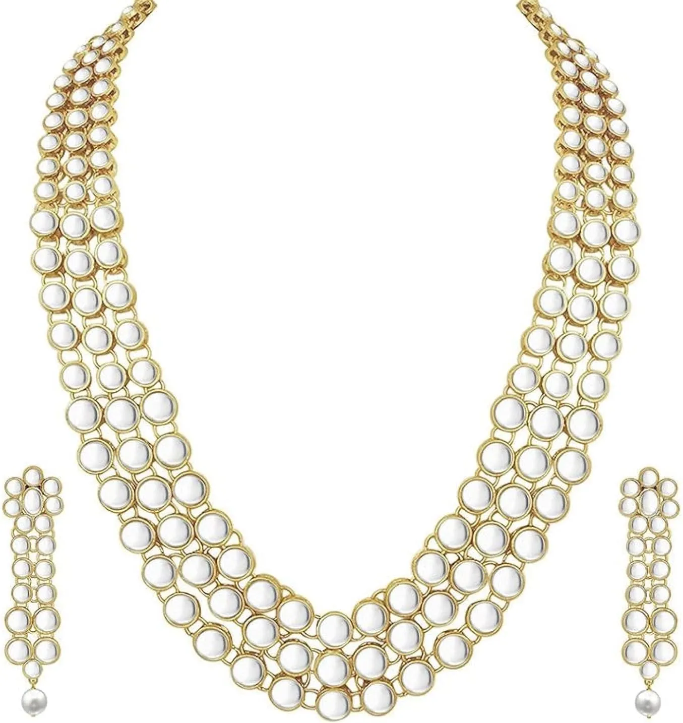 Aheli Indian Bollywood Style Wedding Party Faux Kundan Necklace with Earrings Set Ethnic Fashion Jewelry Gift for Women