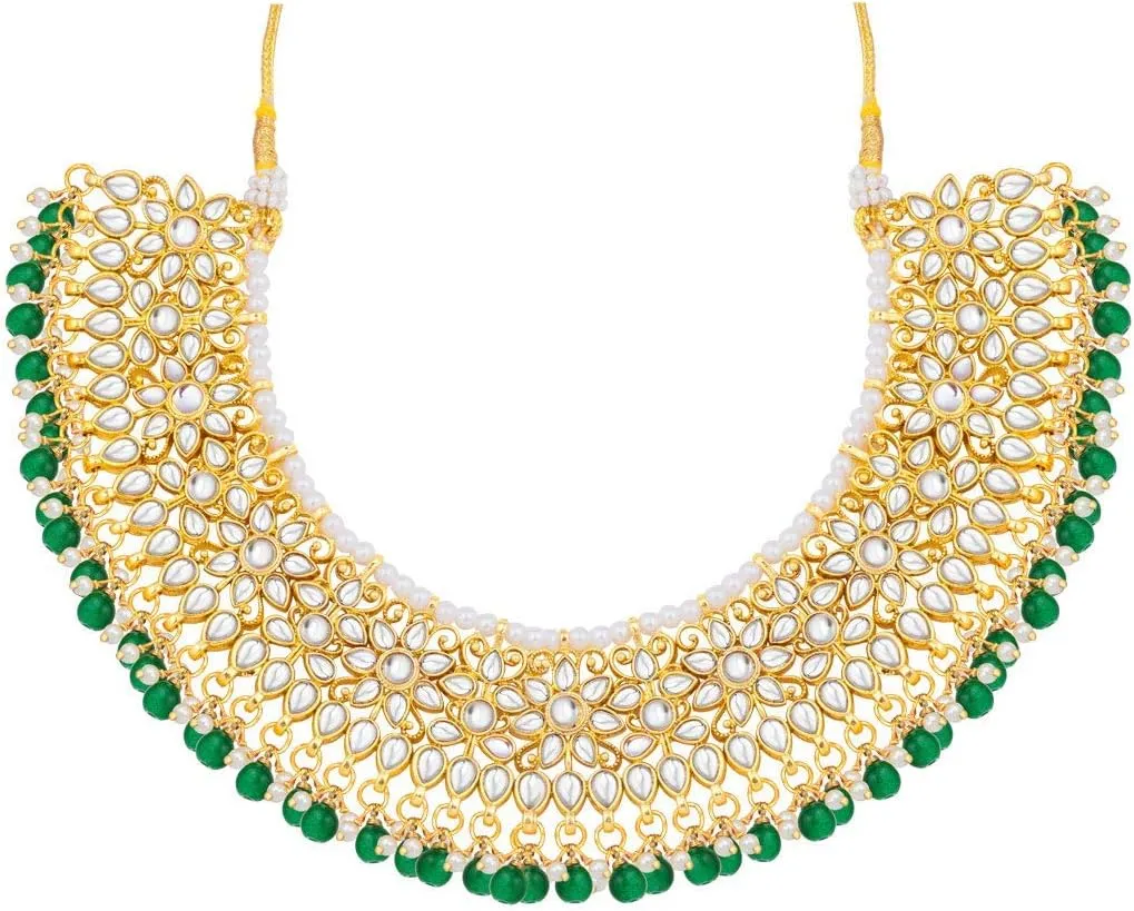 Aheli Wedding & Party Wear Faux Kundan Necklace Earrings with Maang Tikka Indian Traditional Bollywood Jewelry Set Gift for Women