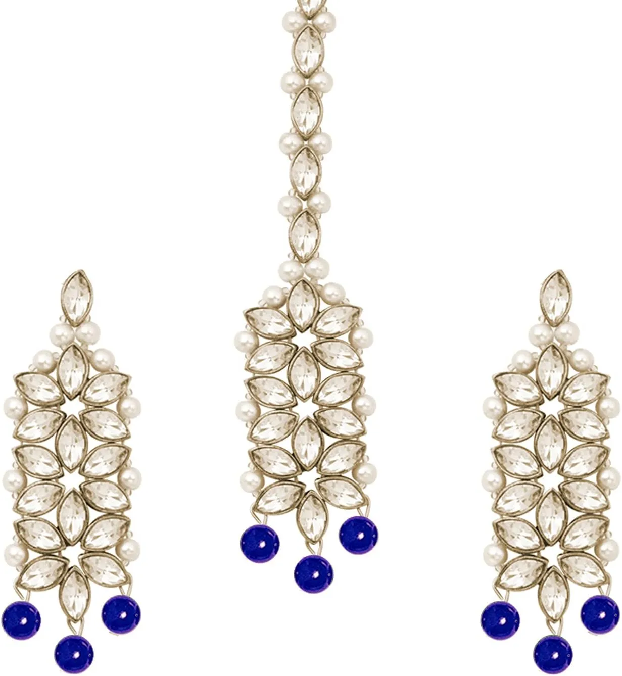 Aheli Wedding Party Wear Bridal Jewellery Choker Long Pearl Necklace Earrings Maang Tikka Indian Traditional Set Gift for Women