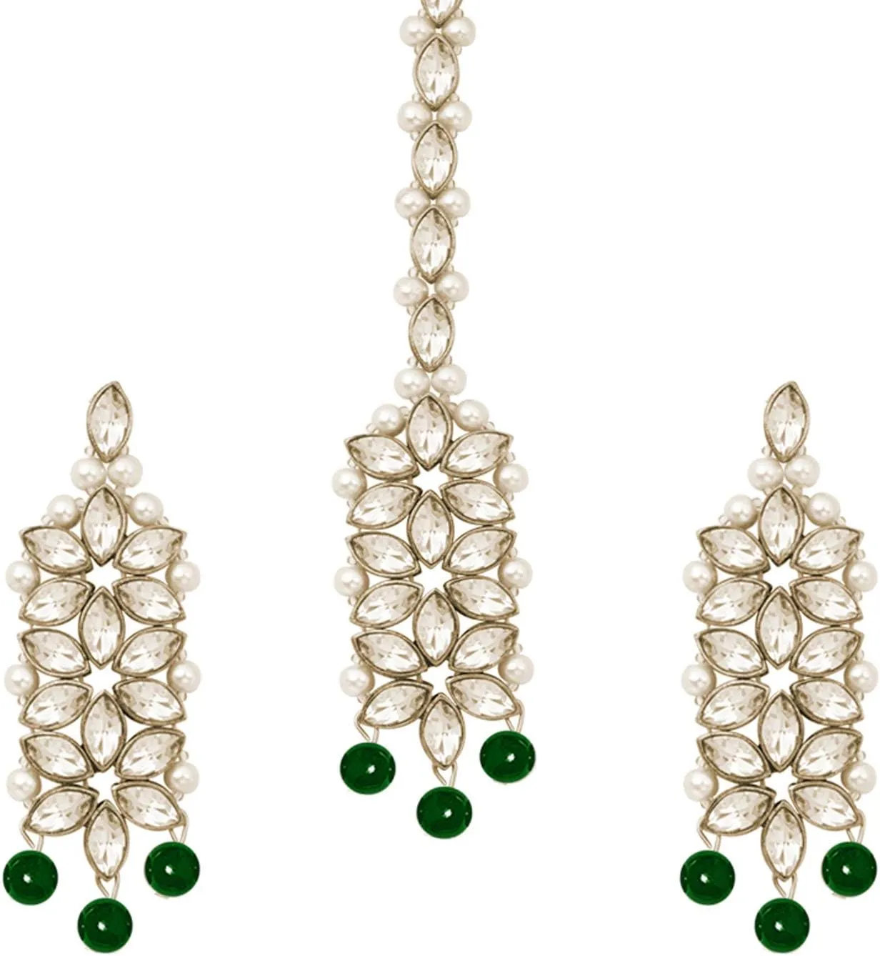 Aheli Wedding Party Wear Bridal Jewellery Choker Long Pearl Necklace Earrings Maang Tikka Indian Traditional Set Gift for Women
