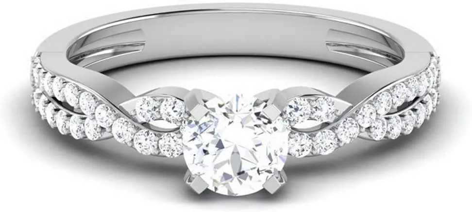 Aihpos Twisted Infinity Engagement Rings for Women Platinum Plated Silver, 1-1/4 Carat(ctw) Round Moissanite Rings Anniversary Wedding Promise Rings