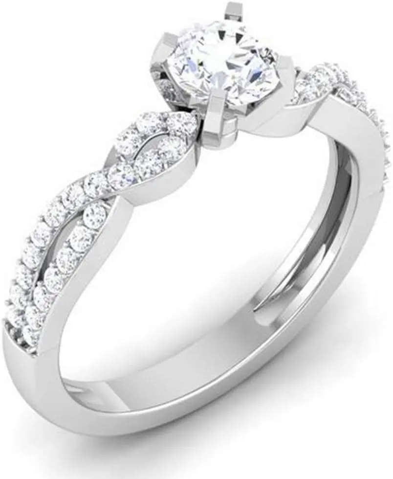 Aihpos Twisted Infinity Engagement Rings for Women Platinum Plated Silver, 1-1/4 Carat(ctw) Round Moissanite Rings Anniversary Wedding Promise Rings