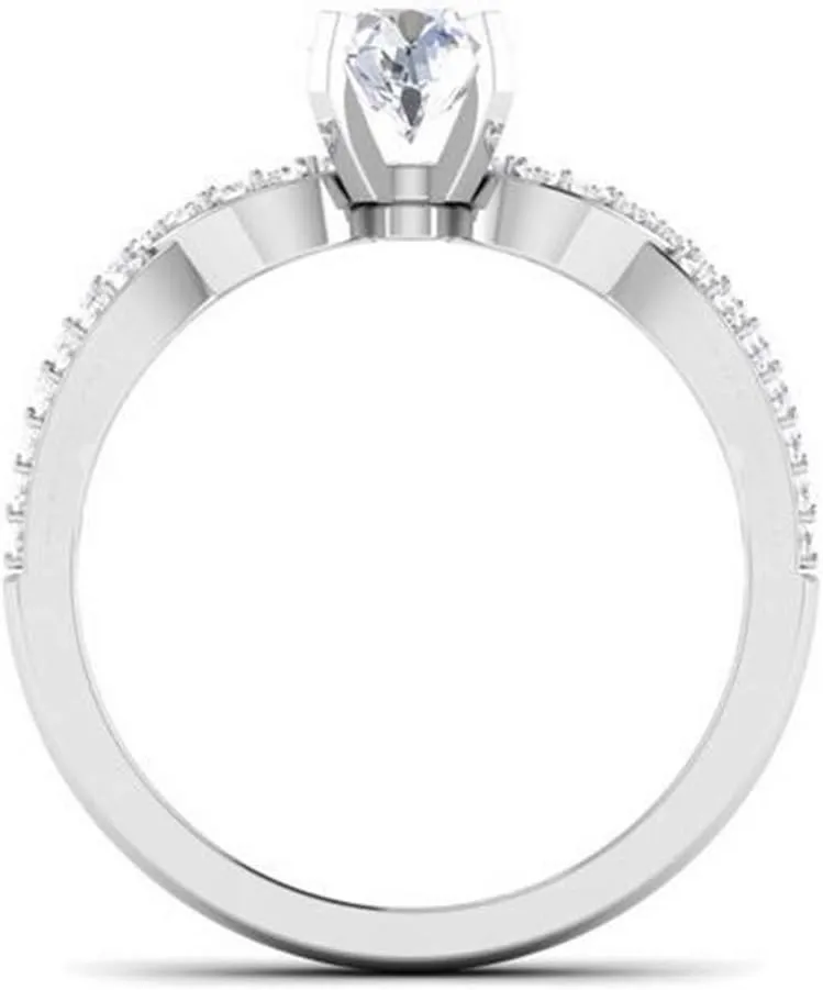 Aihpos Twisted Infinity Engagement Rings for Women Platinum Plated Silver, 1-1/4 Carat(ctw) Round Moissanite Rings Anniversary Wedding Promise Rings