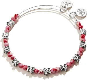 Alex and Ani Accents Holiday Bow and Cross Beaded Expandable Bangle for Women, Rafaelian Finish, 2 to 3.5 in