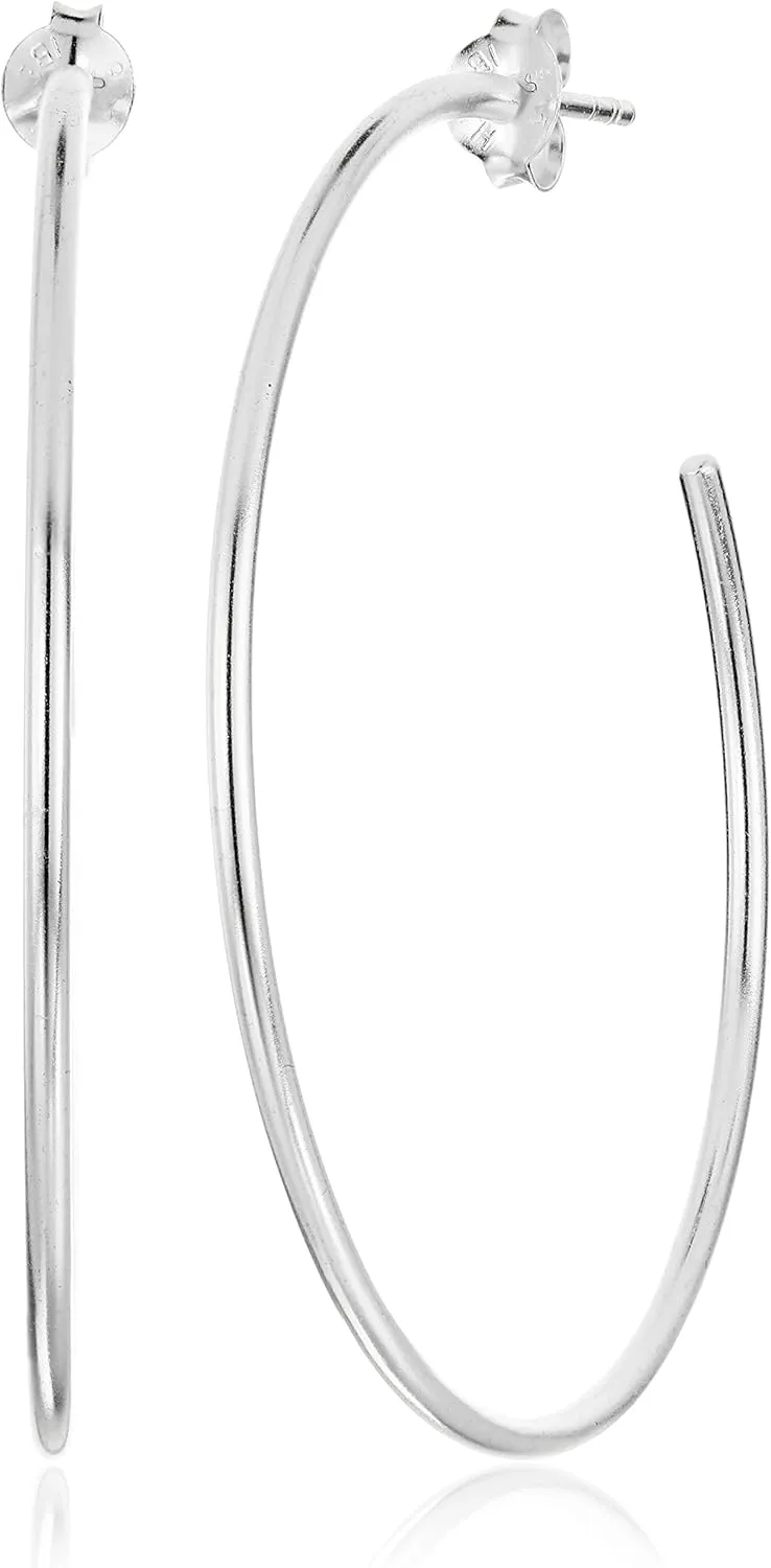Amazon Essentials Sterling Silver Lightweight Polished Post C-Hoop Hoop Earrings , (previously Amazon Collection)