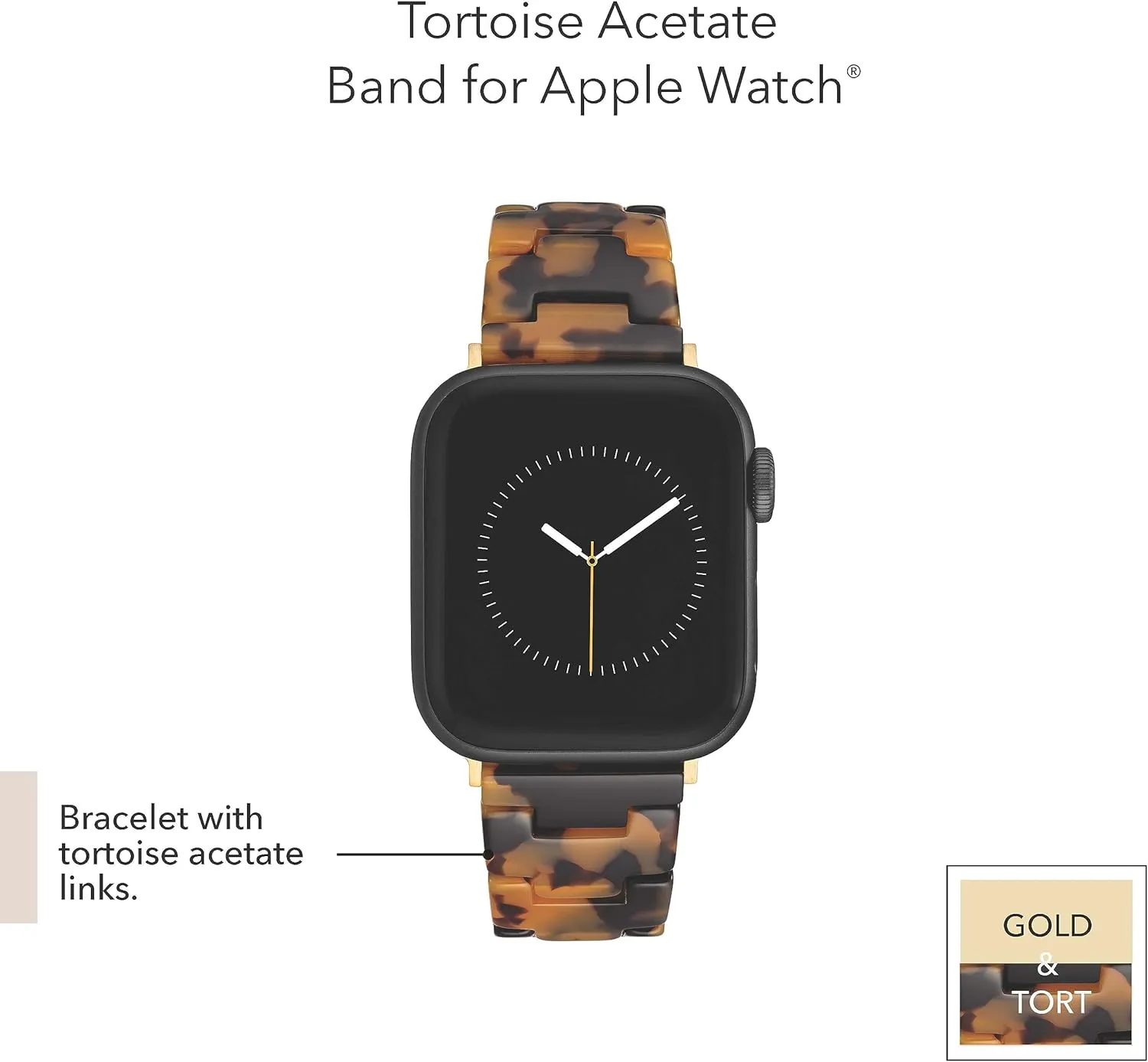 Anne Klein Women's Acetate Fashion Band for Apple Watch Secure, Adjustable, Apple Watch Band Replacement, Fits Most Wrists
