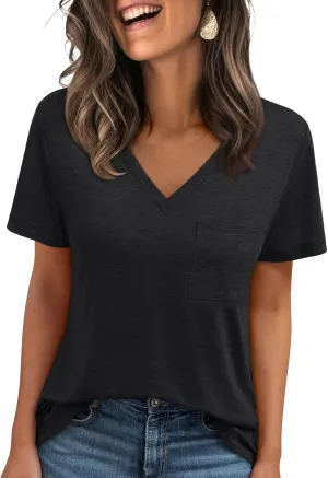 AUTOMET T Shirts for Women Short Sleeve Shirts V Neck Plus Size Summer Tops Casual Beach Vacation Outfits Clothes 2025