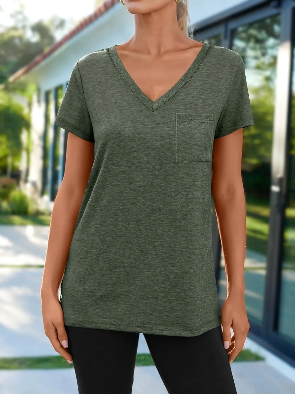 AUTOMET T Shirts for Women Short Sleeve Shirts V Neck Plus Size Summer Tops Casual Beach Vacation Outfits Clothes 2025