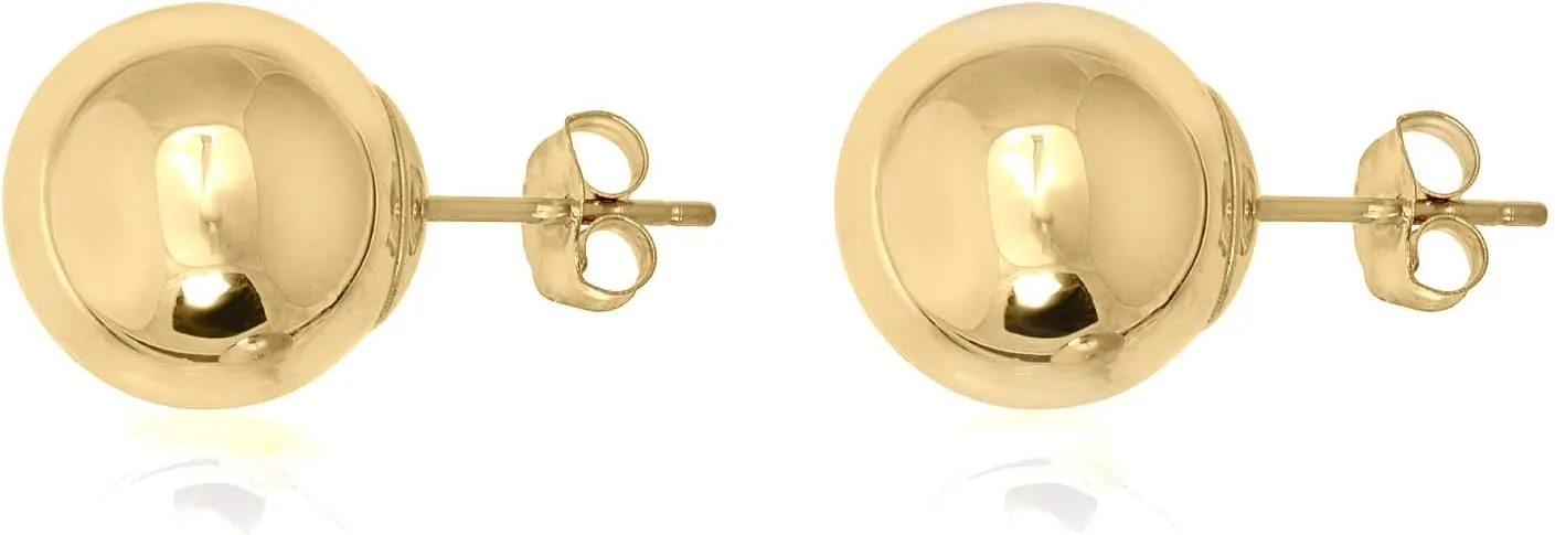 AVORA 10K Gold Polished Ball Stud Earrings - Yellow, White or Rose Gold