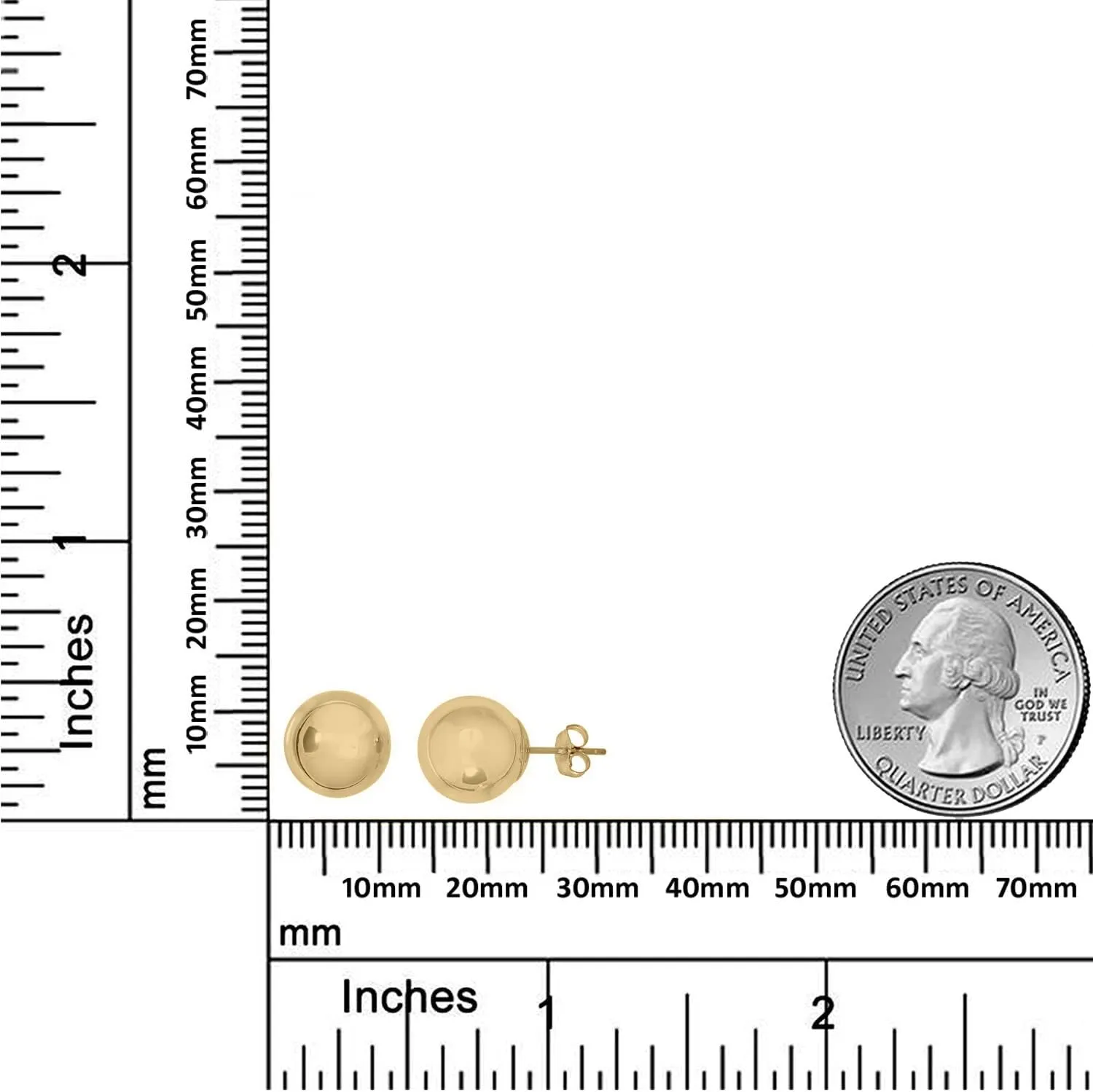 AVORA 10K Gold Polished Ball Stud Earrings - Yellow, White or Rose Gold