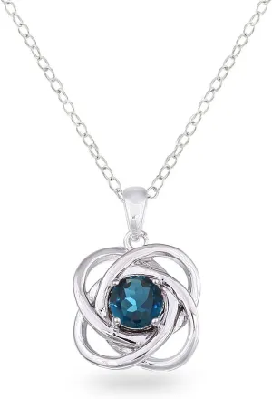 B. BRILLIANT Sterling Silver Love Knot Necklace for Women, Necklace, Genuine or Synthetic Gemstone Birthstone Pendant