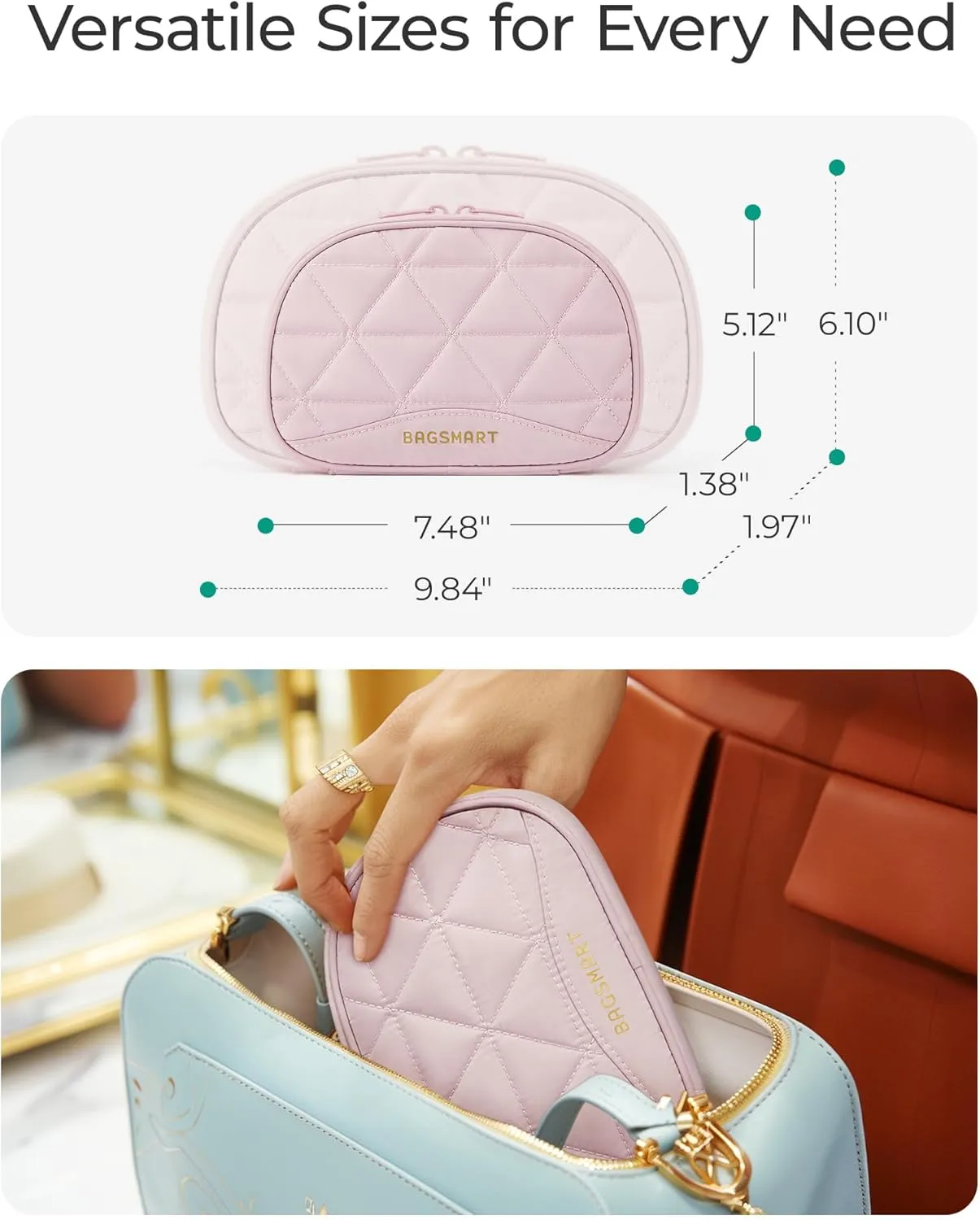 BAGSMART Travel Jewelry Case Jewelry Organizer Storage Roll Rings Necklaces Earrings Bracelets Brooches Watch Small Portable Black