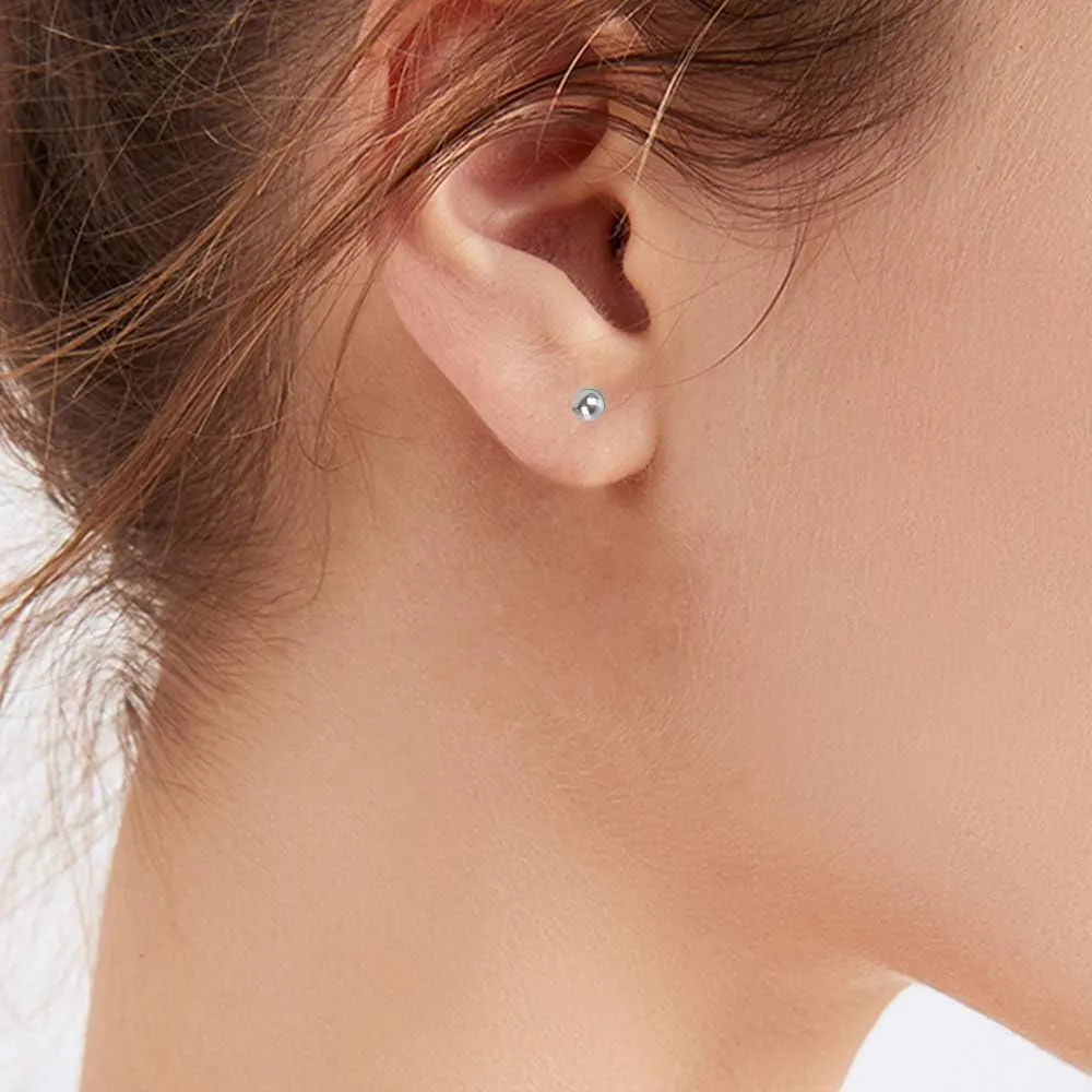 Ball Stud Titanium Earrings,Hypoallergenic for Women High Polished Colored for Sensitive Ears, 3mm and 4mm Pure Titanium Nickel-Free Lead-Free