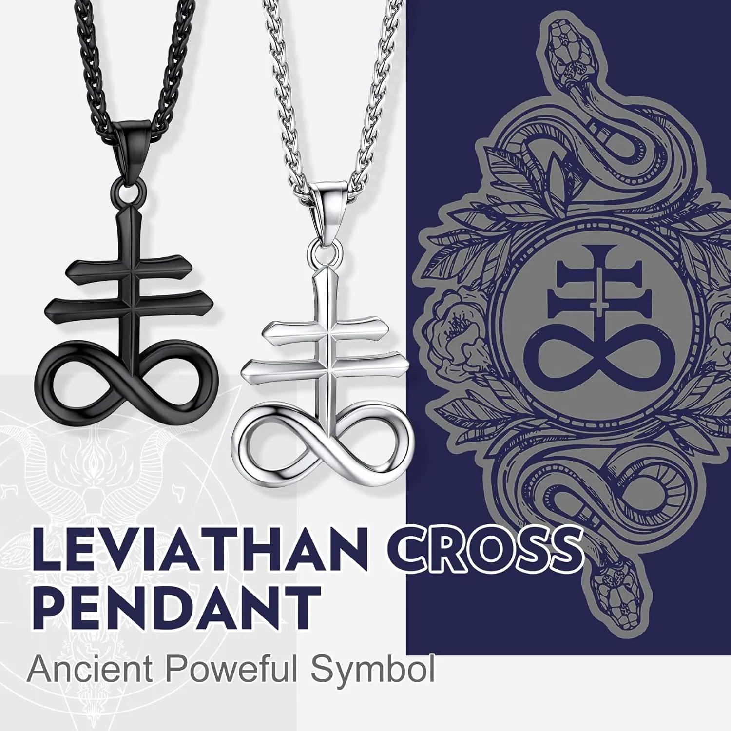 Bandmax Stainless Steel Satanic Necklaces for Men Women Baphomet Inverted Pentagram Pendant Lucifer Leviathan Pendant Necklace Punk Demon Jewelry