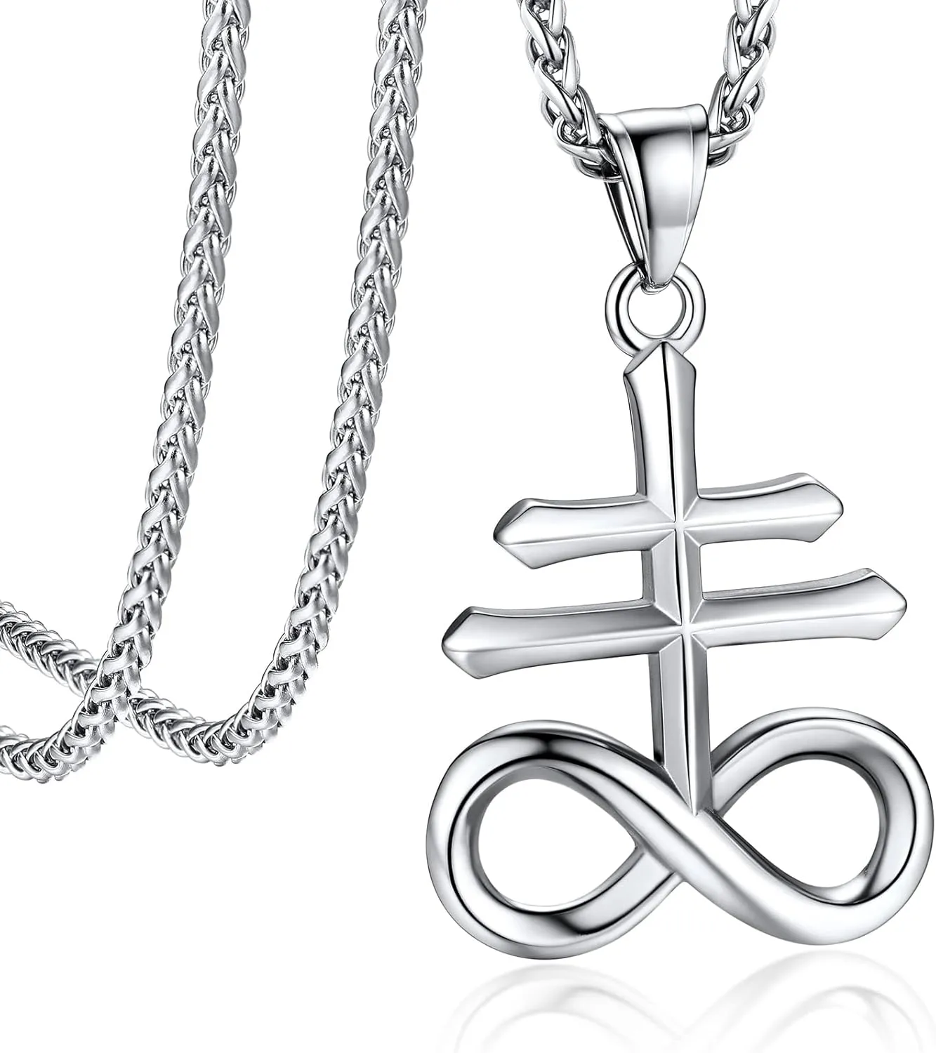 Bandmax Stainless Steel Satanic Necklaces for Men Women Baphomet Inverted Pentagram Pendant Lucifer Leviathan Pendant Necklace Punk Demon Jewelry