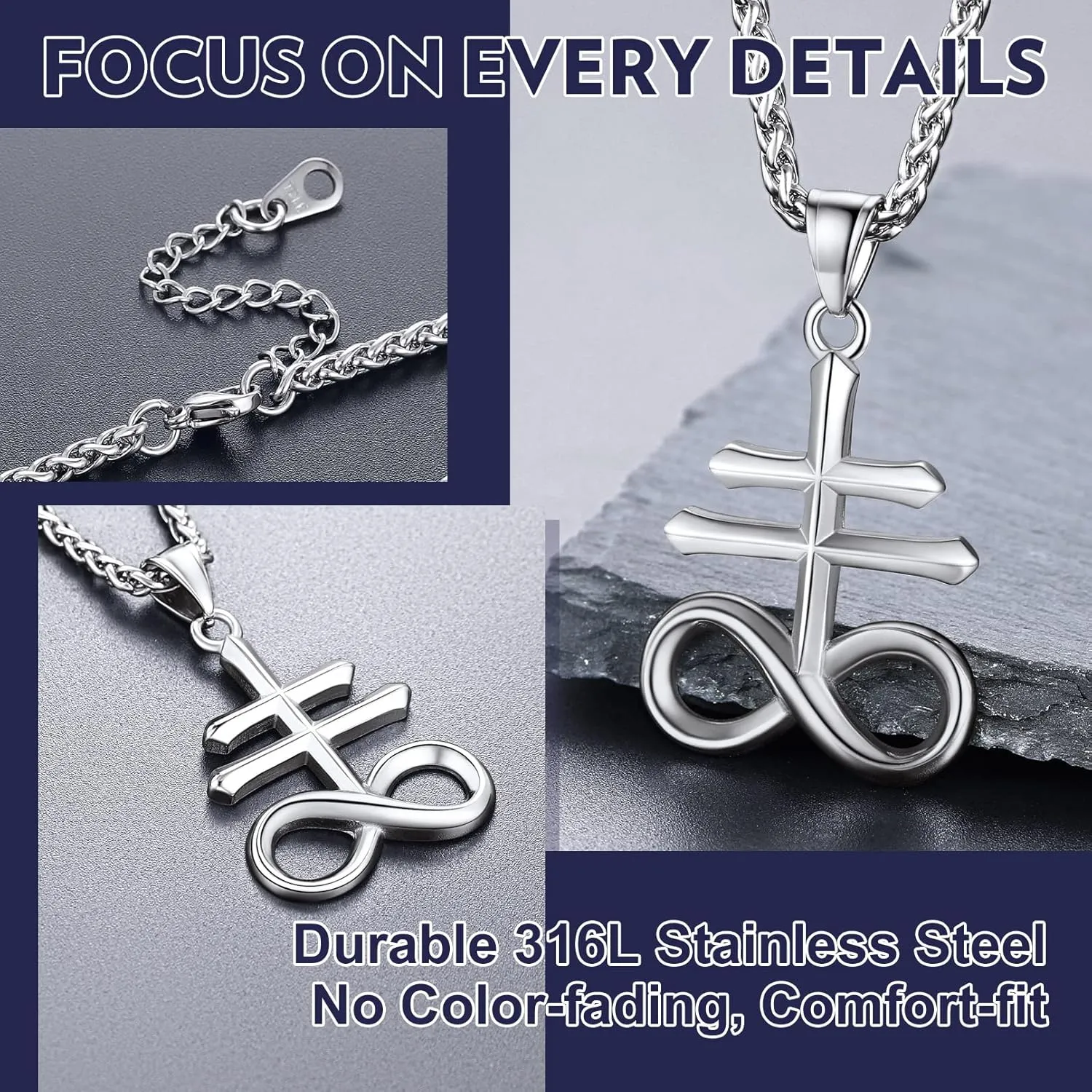 Bandmax Stainless Steel Satanic Necklaces for Men Women Baphomet Inverted Pentagram Pendant Lucifer Leviathan Pendant Necklace Punk Demon Jewelry