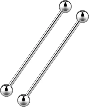 Barbell Piercing Jewelry 14g Bar Scaffold For Women Men - 2 Pack Of Industrial Bars Cartilage Ear Barbell Jewelry - 35mm Long Straight Hypoallergenic Surgical Steel 14g Industrial Piercing Jewelry