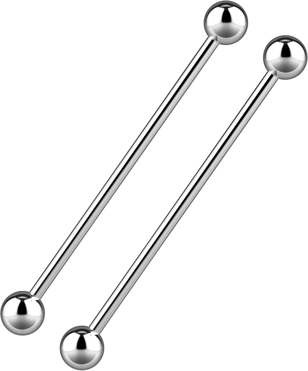 Barbell Piercing Jewelry 14g Bar Scaffold For Women Men - 2 Pack Of Industrial Bars Cartilage Ear Barbell Jewelry - 35mm Long Straight Hypoallergenic Surgical Steel 14g Industrial Piercing Jewelry