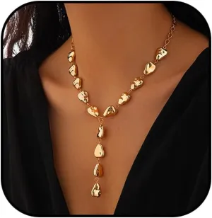 Baroque Pearl Necklaces for Women Baroque Pearl Lariat Necklace Irregular Pearl Y Necklace Gold Statement Jewelry