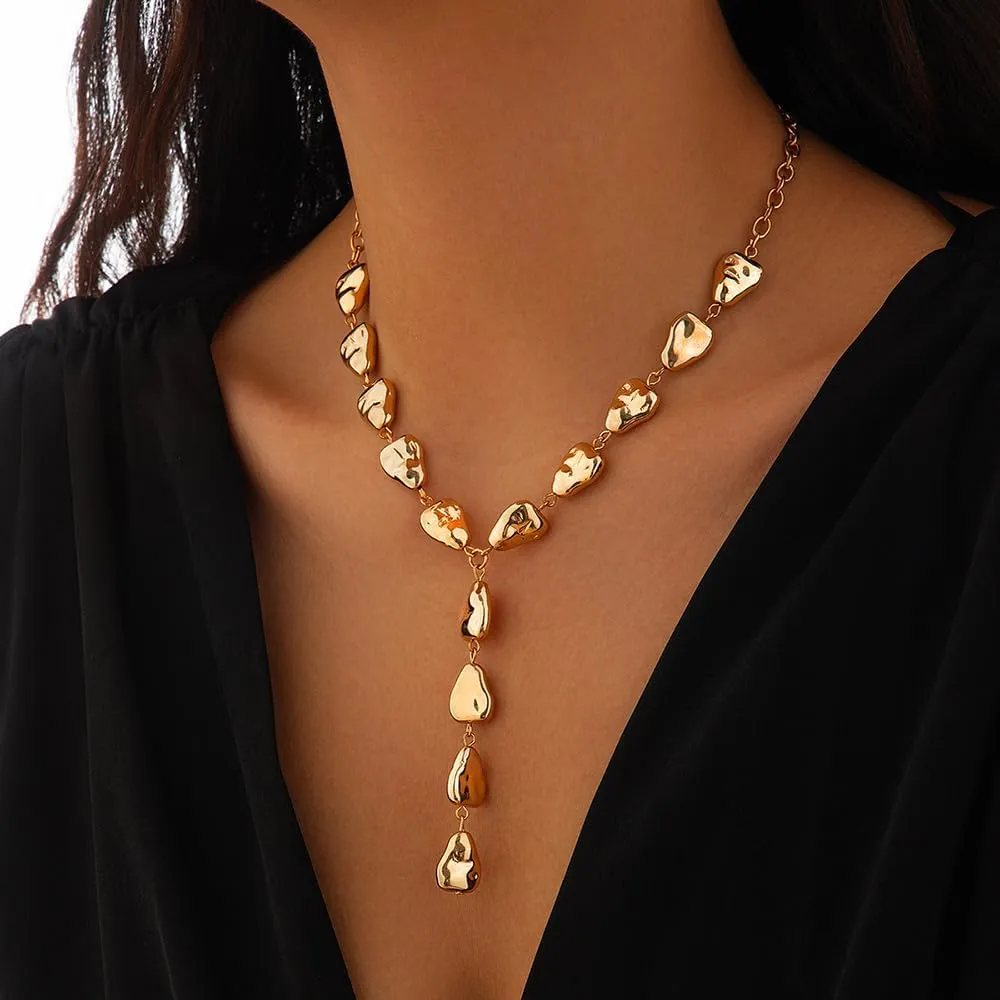 Baroque Pearl Necklaces for Women Baroque Pearl Lariat Necklace Irregular Pearl Y Necklace Gold Statement Jewelry