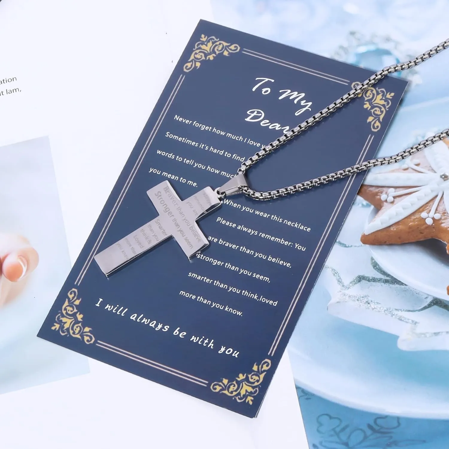 Basketball Cross Necklace for Boys Men with Bible Verse Stainless Steel Cross Pendant Chain 20 Inches First Communion Baptism Gifts for Boys Basketball Accessories