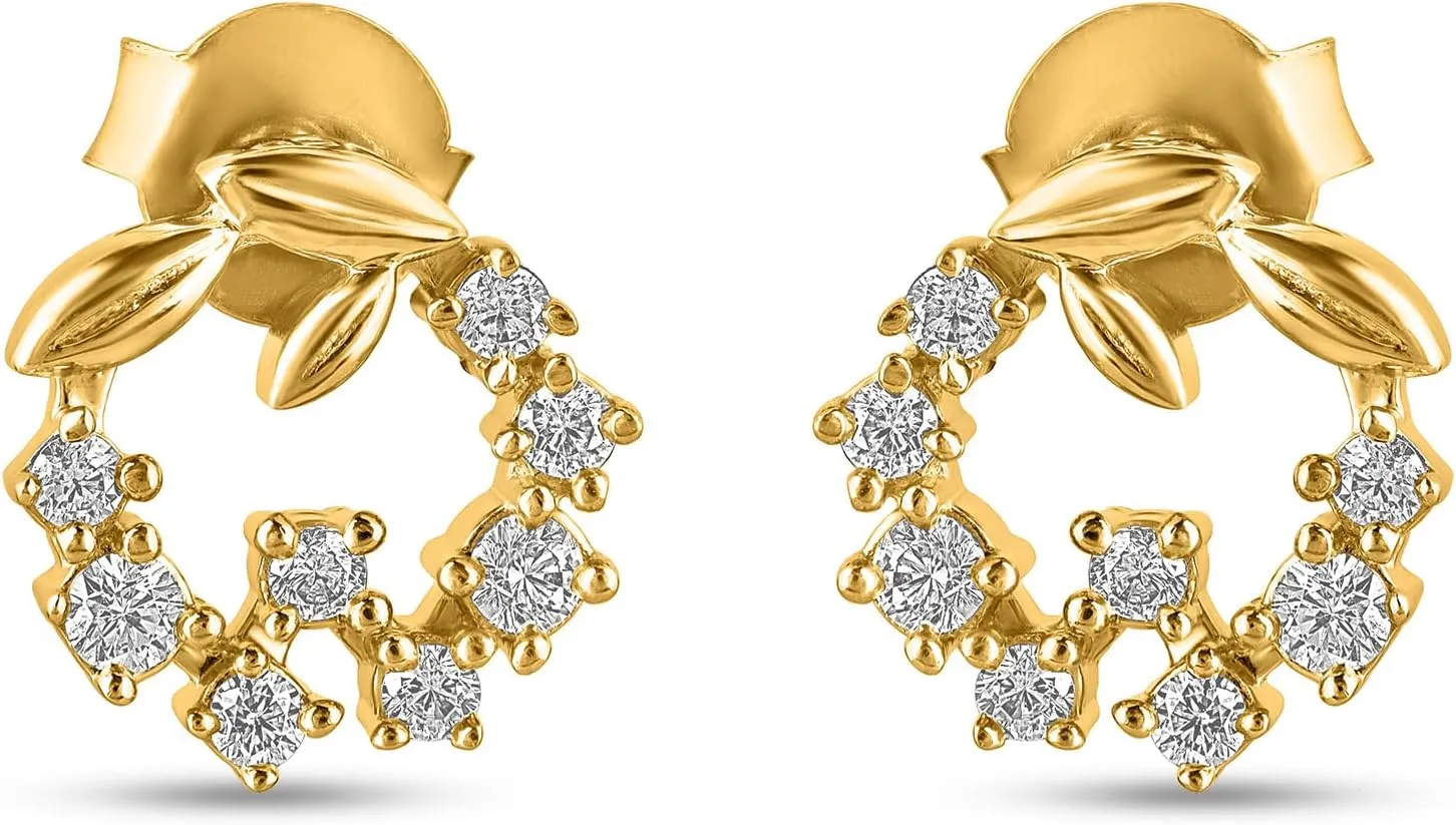 Beautiful Diamond Stud Earrings For Women - 14k Gold Plated Trendy Earrings For women - 1ct D/VVS1 Simulated Diamond Earrings Set - In White Gold, Rose Gold And Yellow Gold (Yellow Gold)