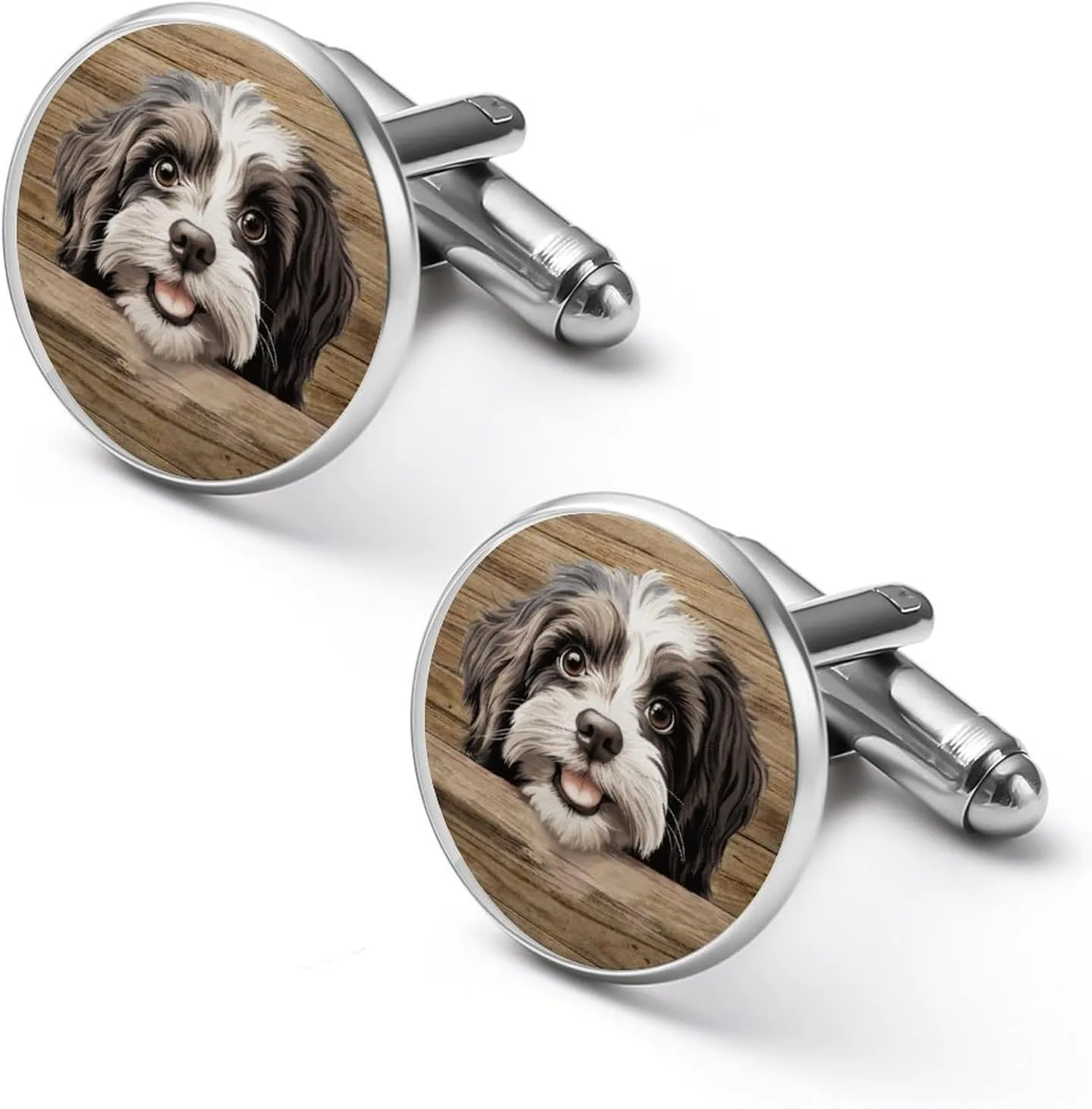 Bedlington Terrier Peeking Cufflinks Animal Puppy Dog Lover Cufflinks For Men Dog Mom Gift Puppy Gifts Cuff Links Mens Classic Shirt Cuff Links Set For Men Wedding Ceremony Party