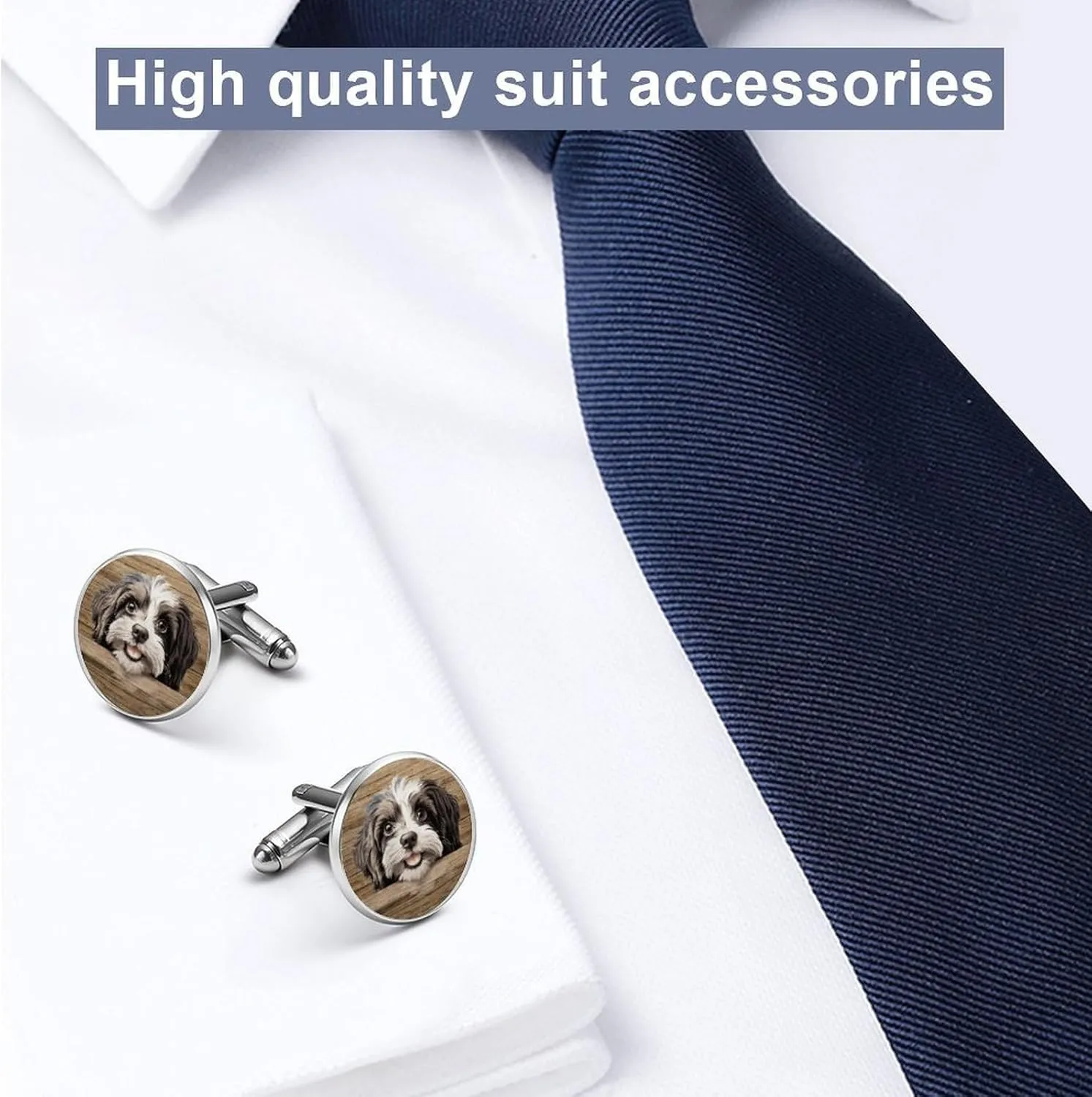 Bedlington Terrier Peeking Cufflinks Animal Puppy Dog Lover Cufflinks For Men Dog Mom Gift Puppy Gifts Cuff Links Mens Classic Shirt Cuff Links Set For Men Wedding Ceremony Party