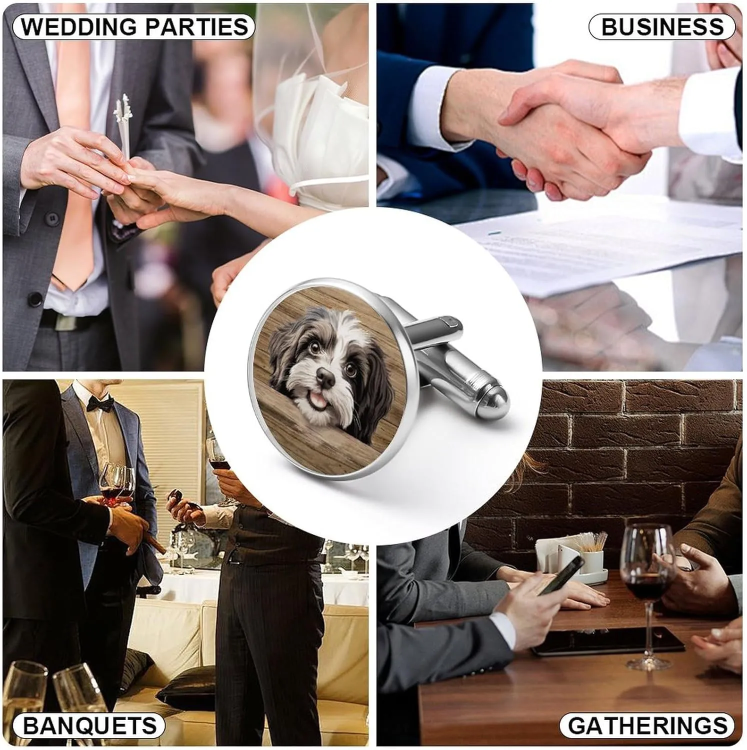 Bedlington Terrier Peeking Cufflinks Animal Puppy Dog Lover Cufflinks For Men Dog Mom Gift Puppy Gifts Cuff Links Mens Classic Shirt Cuff Links Set For Men Wedding Ceremony Party