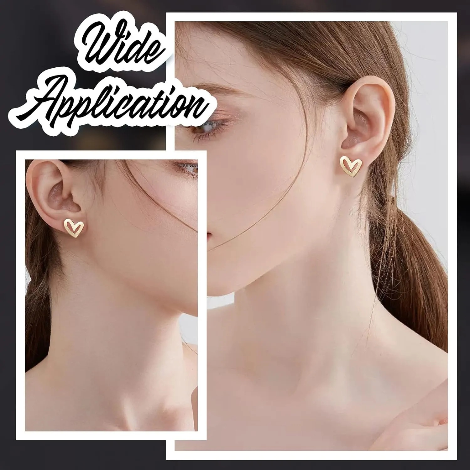 Beebeecraft 1 Box Heart Stud Earring Findings Gold Plated Stud Earring with Loops for Mother's Day Valentine's Day Birthday Anniversary DIY Earring Making