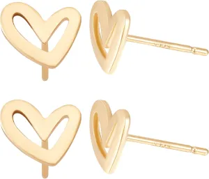 Beebeecraft 1 Box Heart Stud Earring Findings Gold Plated Stud Earring with Loops for Mother's Day Valentine's Day Birthday Anniversary DIY Earring Making