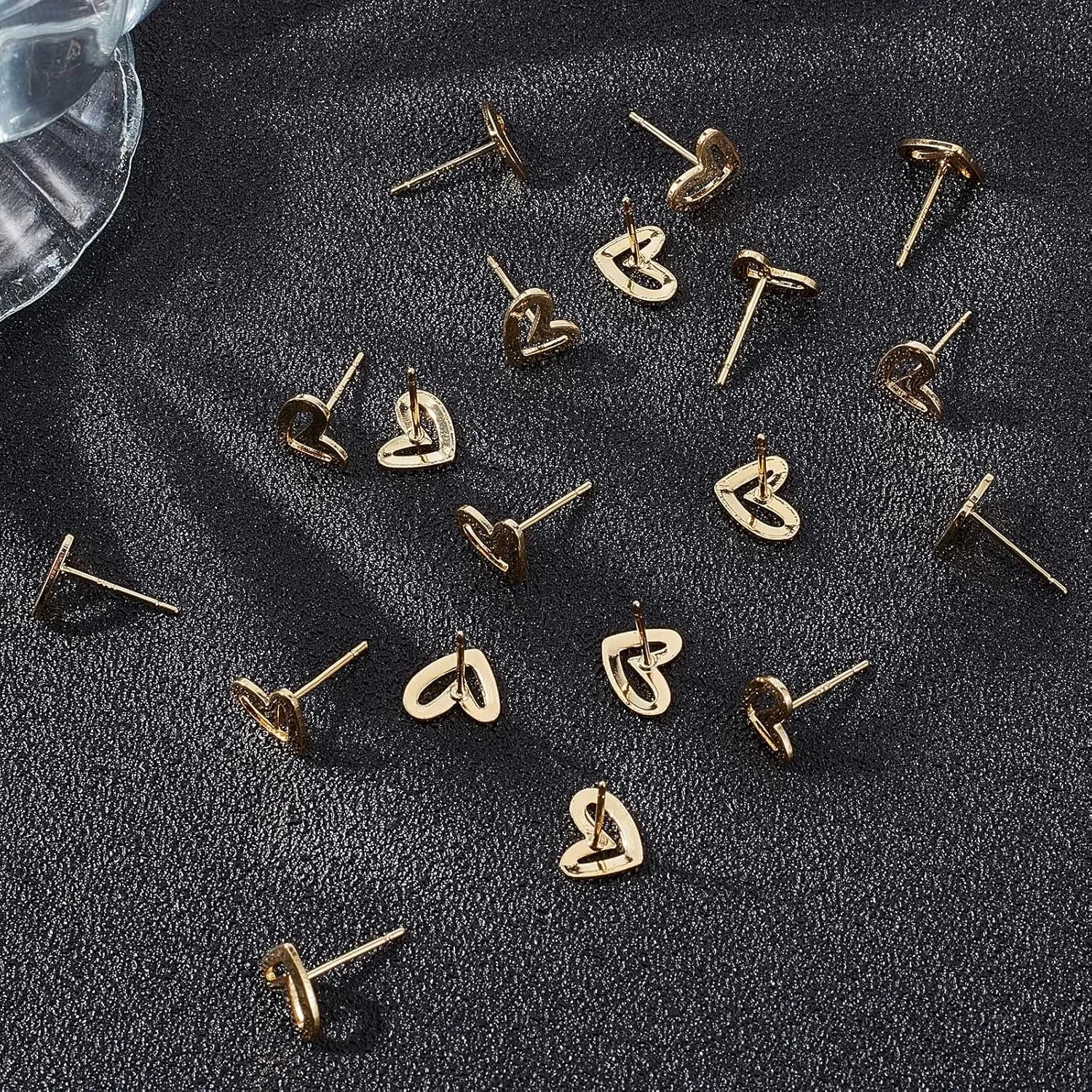Beebeecraft 1 Box Heart Stud Earring Findings Gold Plated Stud Earring with Loops for Mother's Day Valentine's Day Birthday Anniversary DIY Earring Making