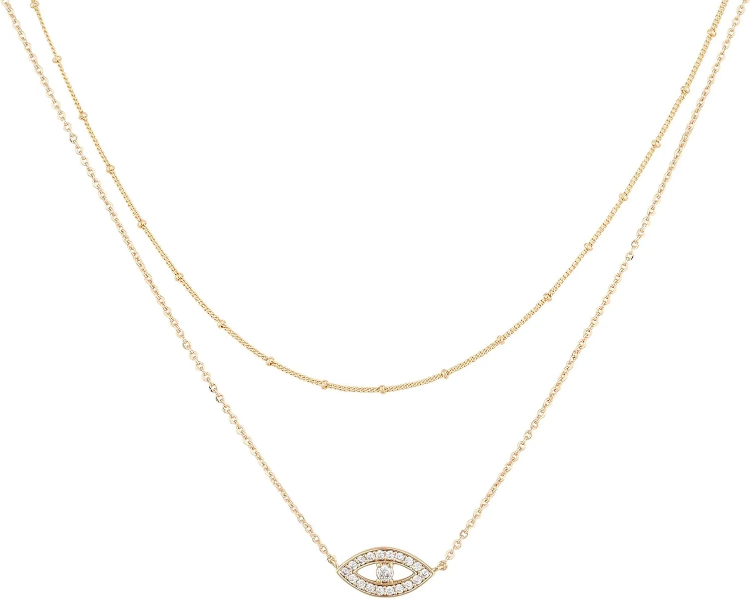 BENEIGE Gold Necklace for Women 14K Gold Plated Evil Eye Necklace Trendy Gold Pendant Necklace Jewelry For Women