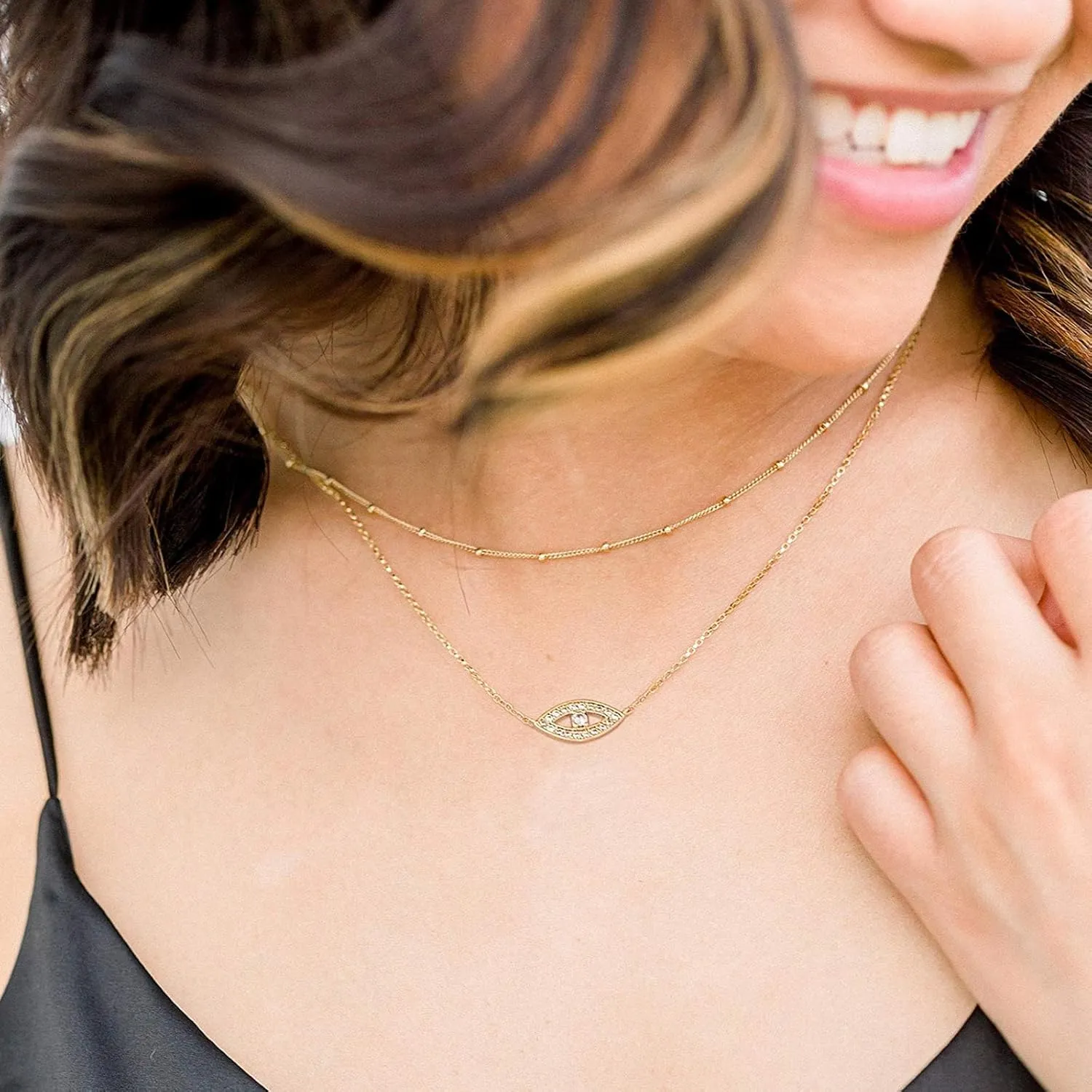 BENEIGE Gold Necklace for Women 14K Gold Plated Evil Eye Necklace Trendy Gold Pendant Necklace Jewelry For Women