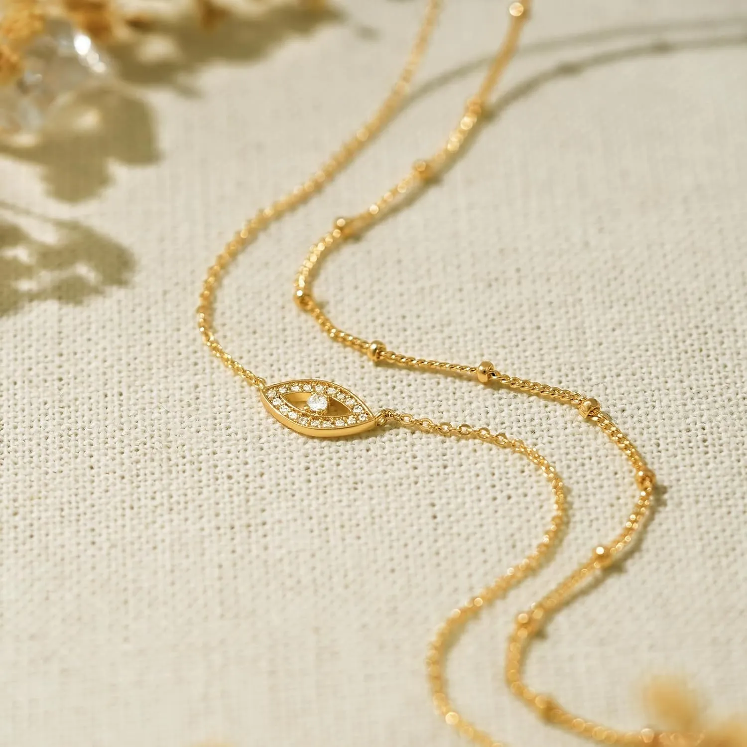 BENEIGE Gold Necklace for Women 14K Gold Plated Evil Eye Necklace Trendy Gold Pendant Necklace Jewelry For Women